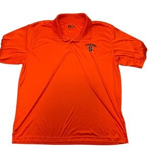 Syracuse University Russell Athletic Polo Shirt Mens 2XL‎ Pullover Orange